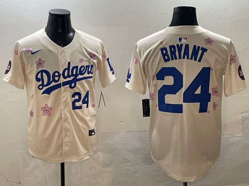 Men Los Angeles Dodgers #24 Bryant Cream Sakura Edition 2025 Nike MLB Jersey style 7